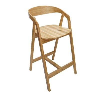 Nordic Oak Embrace Bar Stool with Curved Backrest