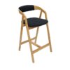 Nordic Oak Lounge Bar Stool with Upholstered Seat
