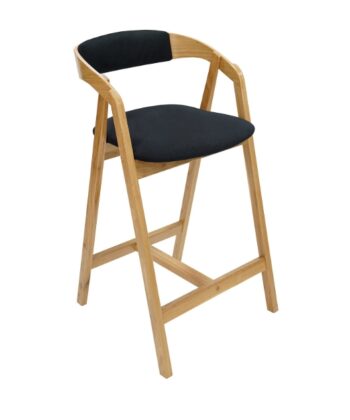 Nordic Oak Lounge Bar Stool with Upholstered Seat