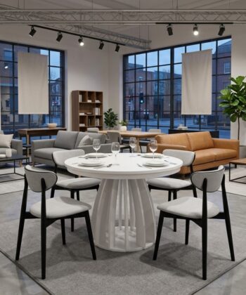 Axis Extendable Round Laminate Dining Table – Custom European Quality