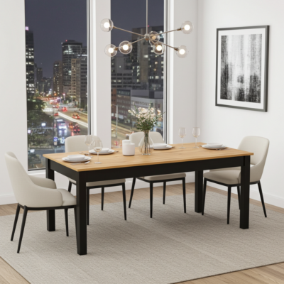 WotanExtend Black Oak Dining Table 140x80+40CM