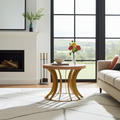 Luna Round Oak Coffee Table &ndash; Loft Style Living