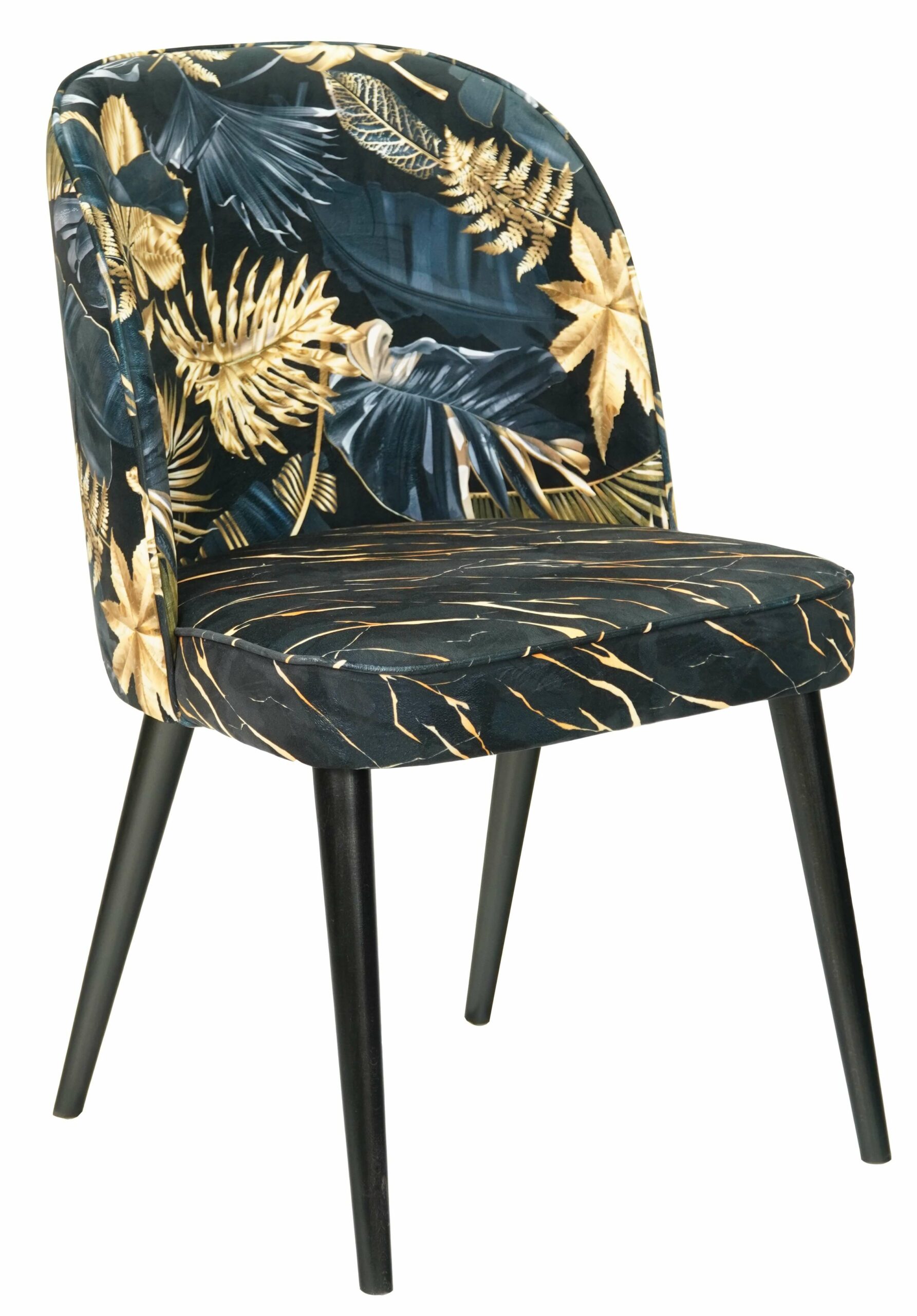 Golden Monstera Velvet Chair