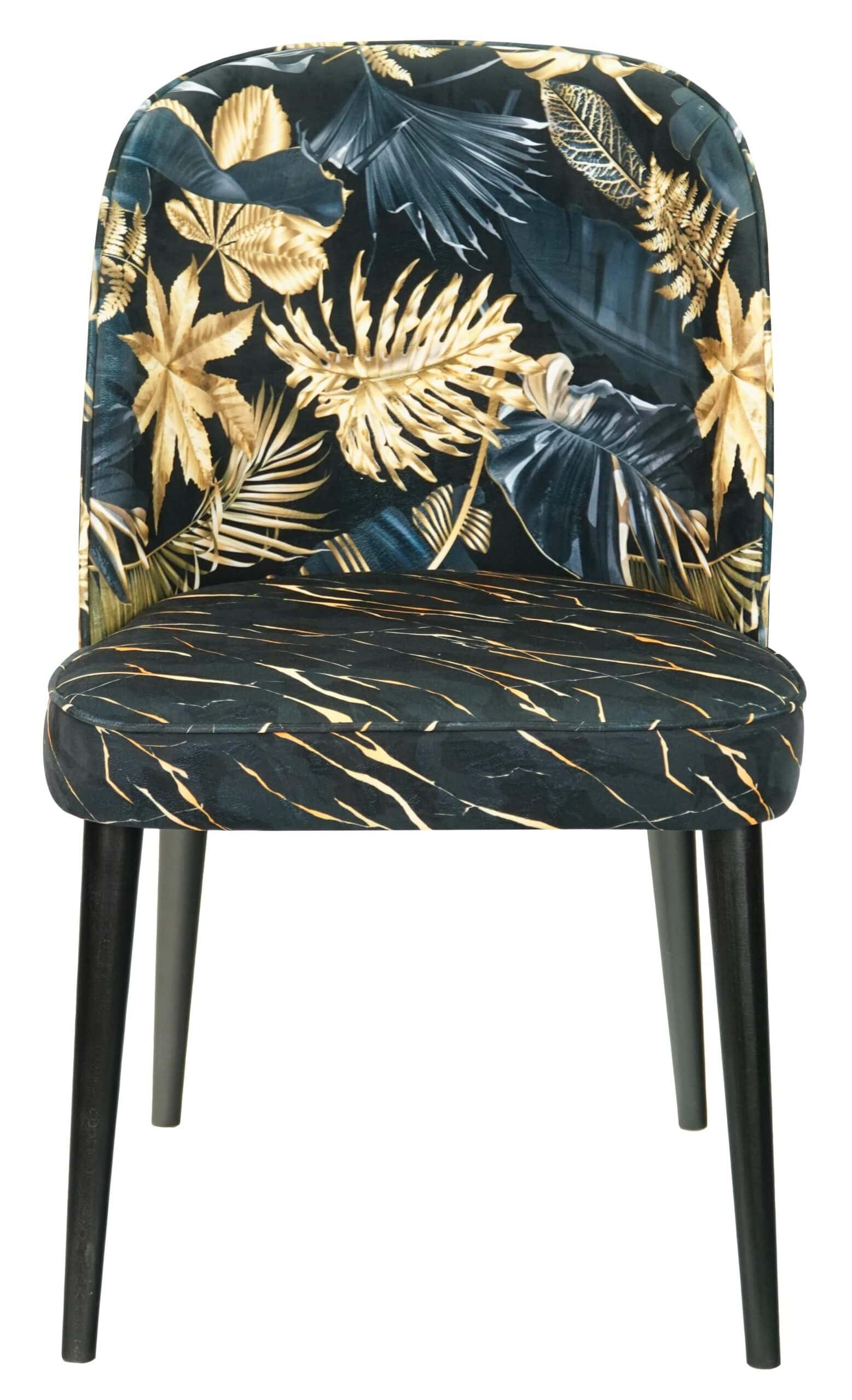 Golden Monstera Velvet Chair