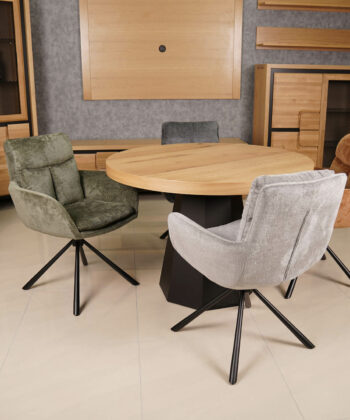 Hendi Grey Chenille Swivel Armchair