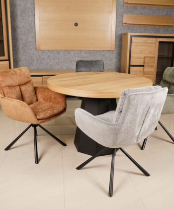 Hendi Grey Chenille Swivel Armchair