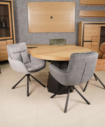 Hendi Grey Chenille Swivel Armchair