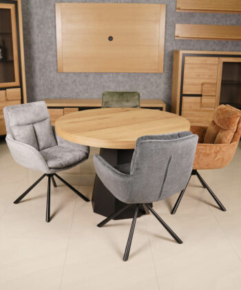 Hendi Grey Chenille Swivel Armchair