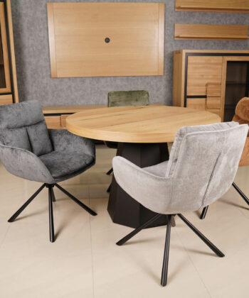 Hendi Grey Chenille Swivel Armchair
