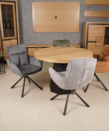 Hendi Grey Chenille Swivel Armchair