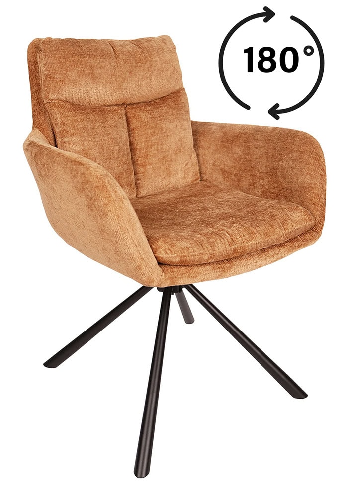 Hendi Grey Chenille Swivel Armchair