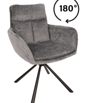 Hendi Grey Chenille Swivel Armchair