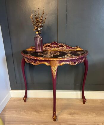 Imperial Plum & Gold Demi-Lune Console Table