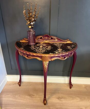 Imperial Plum & Gold Demi-Lune Console Table