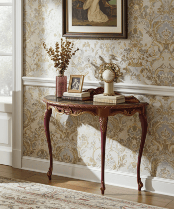 Imperial Plum & Gold Demi-Lune Console Table