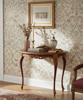 Imperial Plum & Gold Demi-Lune Console Table