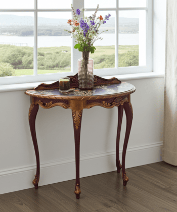Imperial Plum & Gold Demi-Lune Console Table