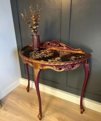 Imperial Plum & Gold Demi-Lune Console Table