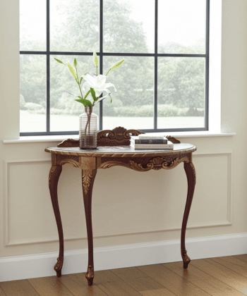 Imperial Plum & Gold Demi-Lune Console Table