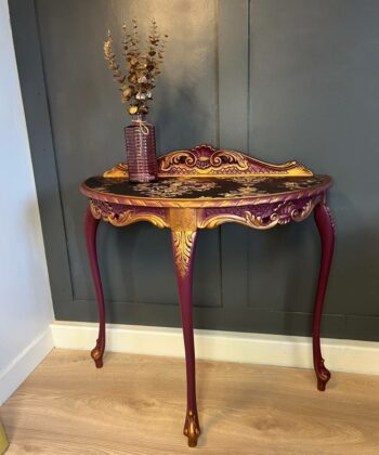 Imperial Plum & Gold Demi-Lune Console Table