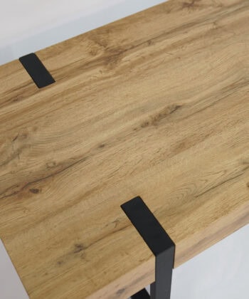 Ines Industrial Coffee Table with Drawer – Oak Top