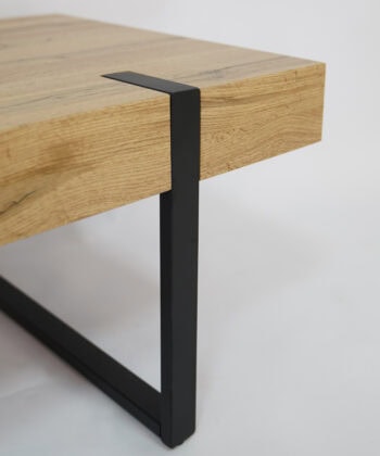 Ines Industrial Coffee Table with Drawer – Oak Top