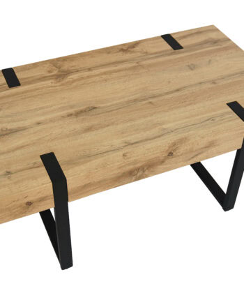 Ines Industrial Coffee Table with Drawer – Oak Top
