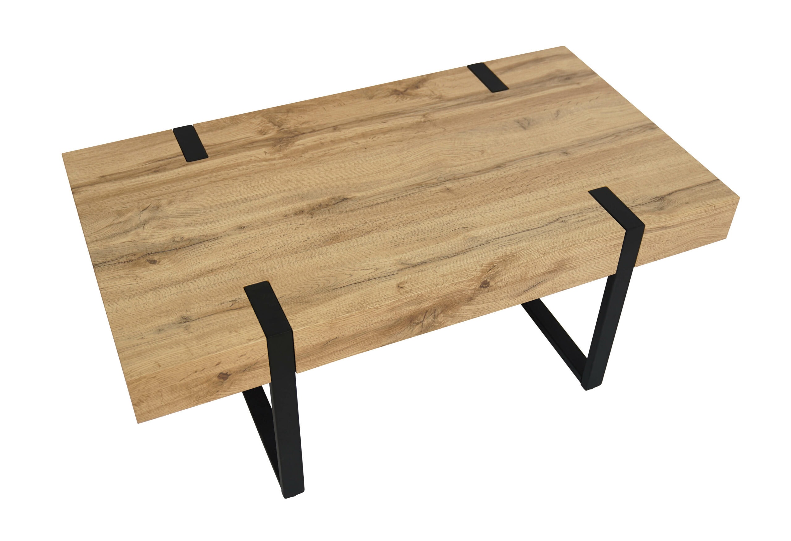 Ines Industrial Coffee Table with Drawer – Oak Top