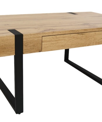 Ines Industrial Coffee Table with Drawer – Oak Top