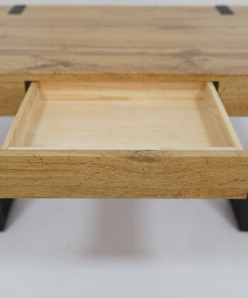 Ines Industrial Coffee Table with Drawer – Oak Top