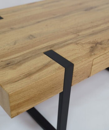 Ines Industrial Coffee Table with Drawer – Oak Top