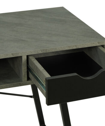 Kobe Concrete Effect Desk with Drawers and Shelf