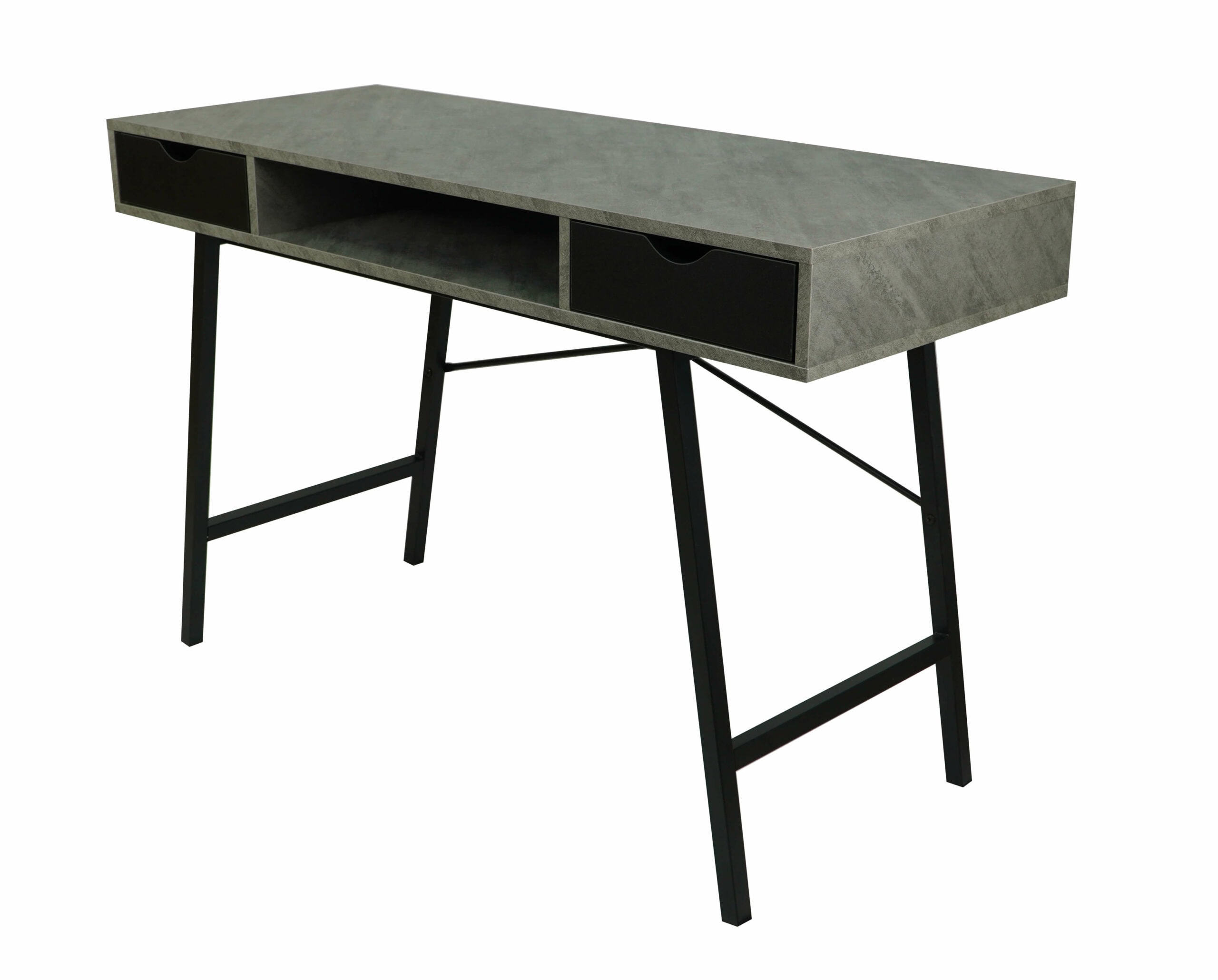 Kobe Concrete Effect Desk with Drawers and Shelf