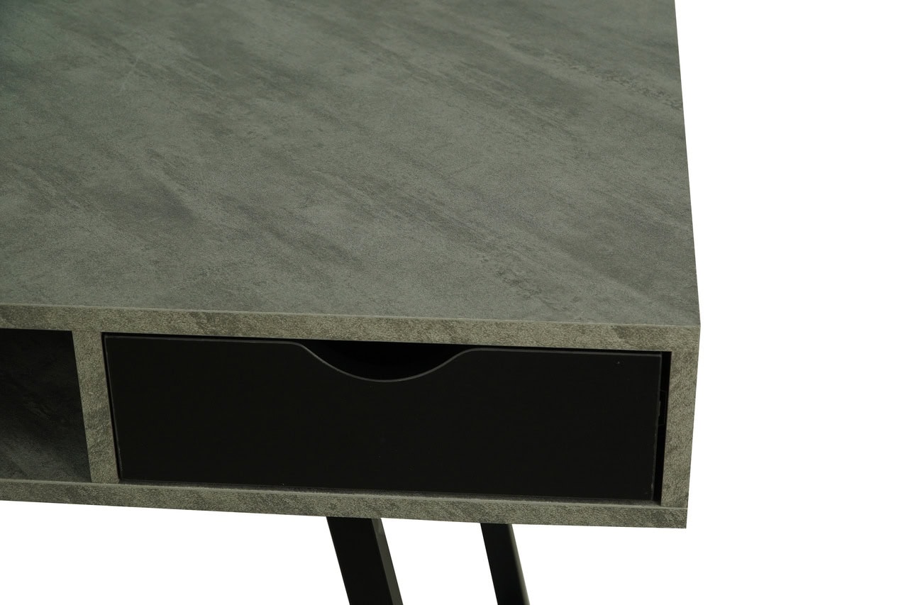 Kobe Concrete Effect Desk with Drawers and Shelf