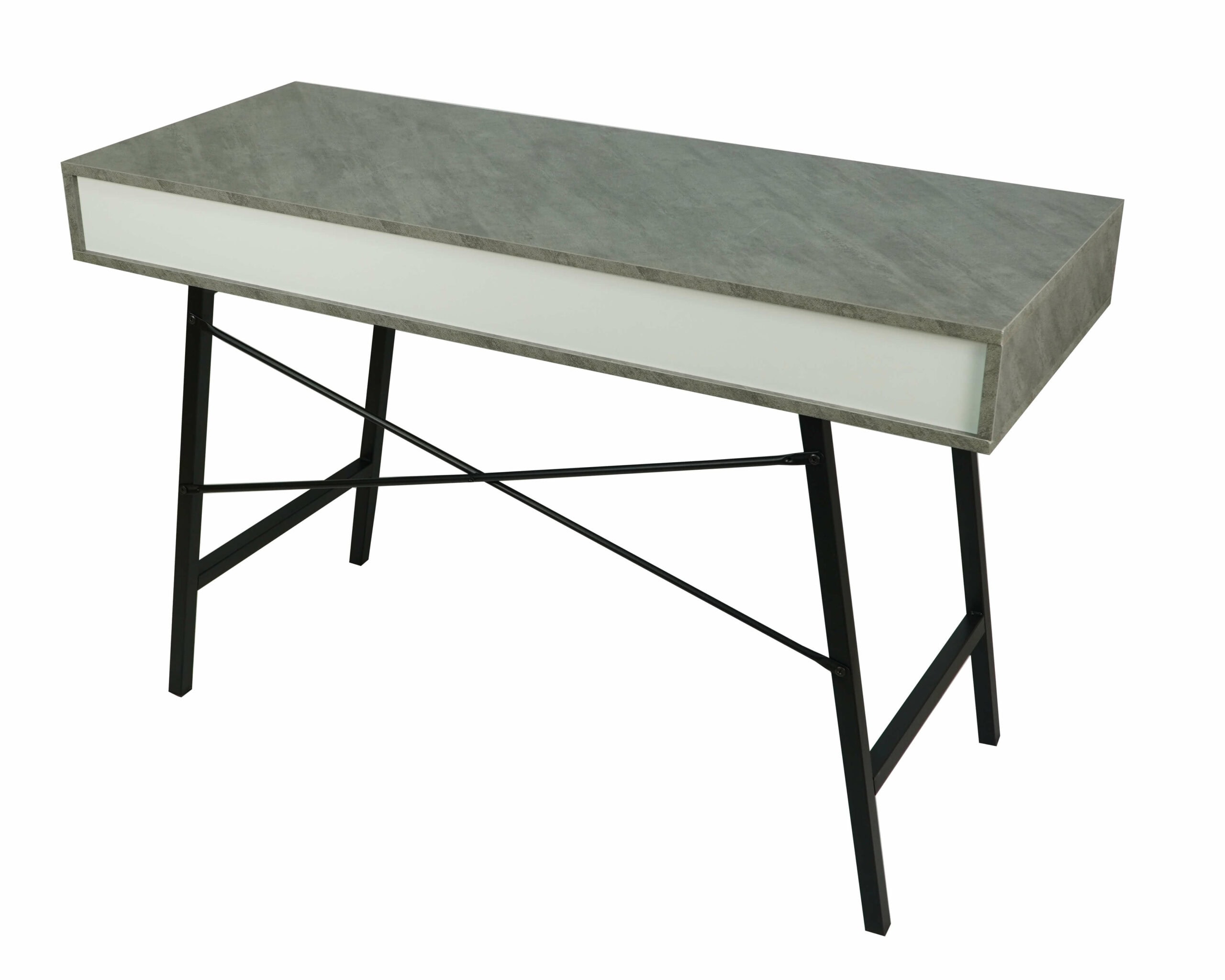Kobe Concrete Effect Desk with Drawers and Shelf