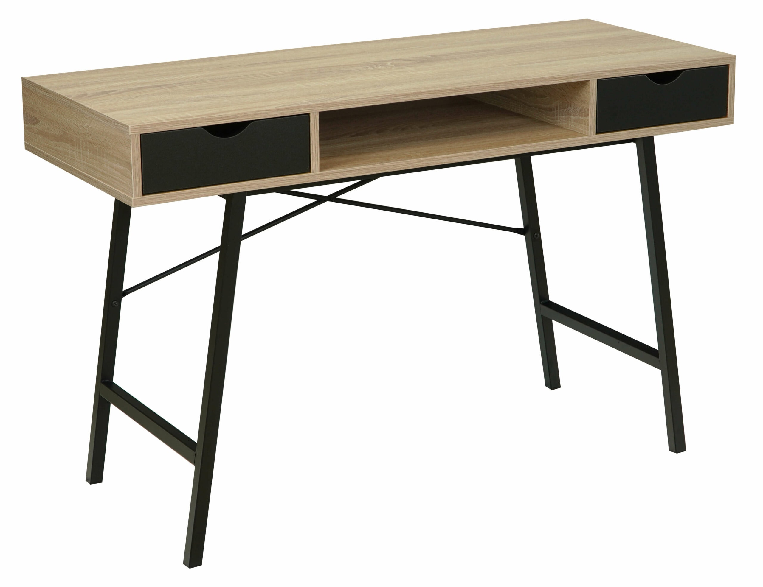 Loft Oak Desk with Drawers and Shelf
