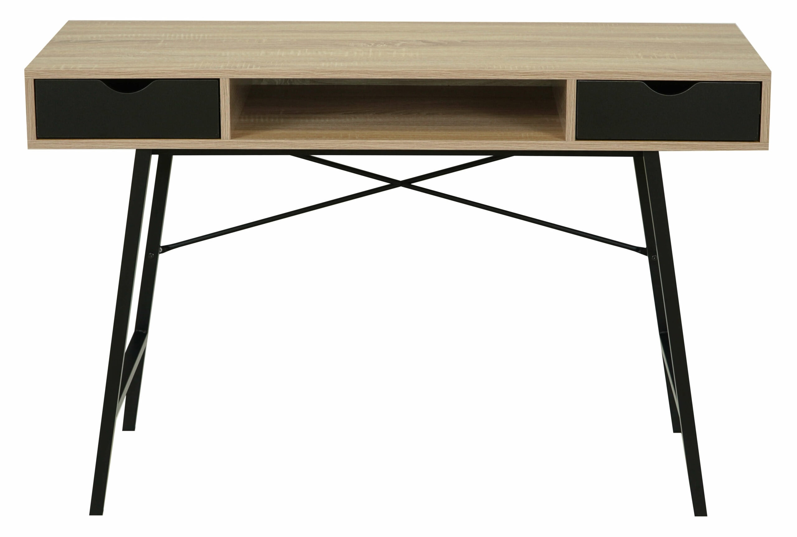 Loft Oak Desk with Drawers and Shelf