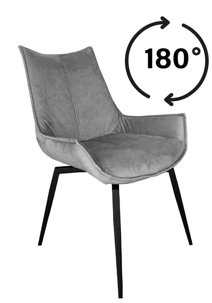 LoftSpin Bilbao Grey Velvet Armchair