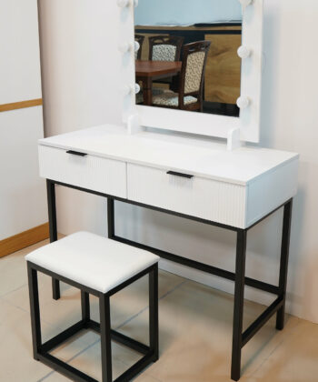 LumiVain White Matte LED Dressing Table Set