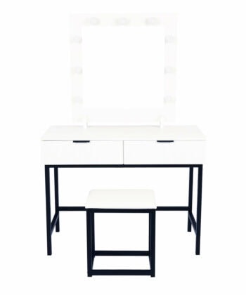 LumiVain White Matte LED Dressing Table Set