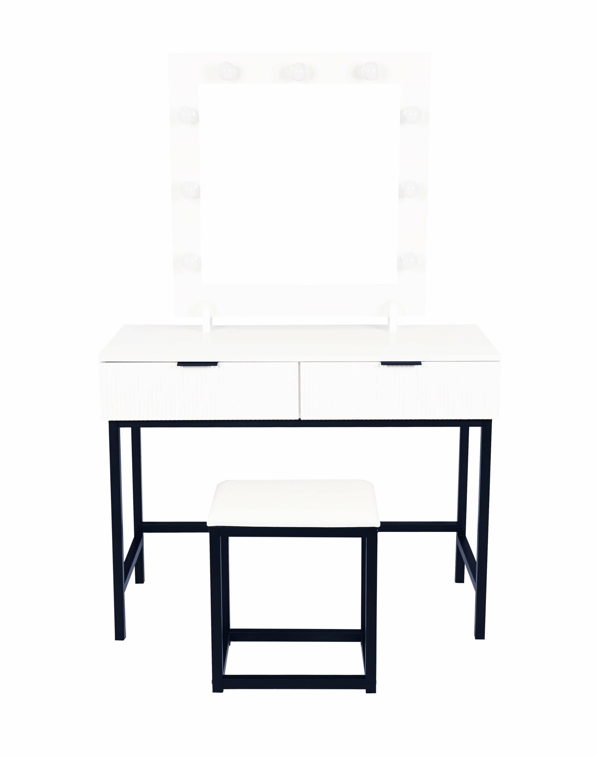 LumiVain White Matte LED Dressing Table Set