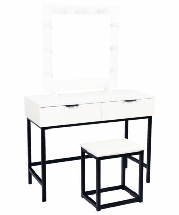 LumiVain White Matte LED Dressing Table Set