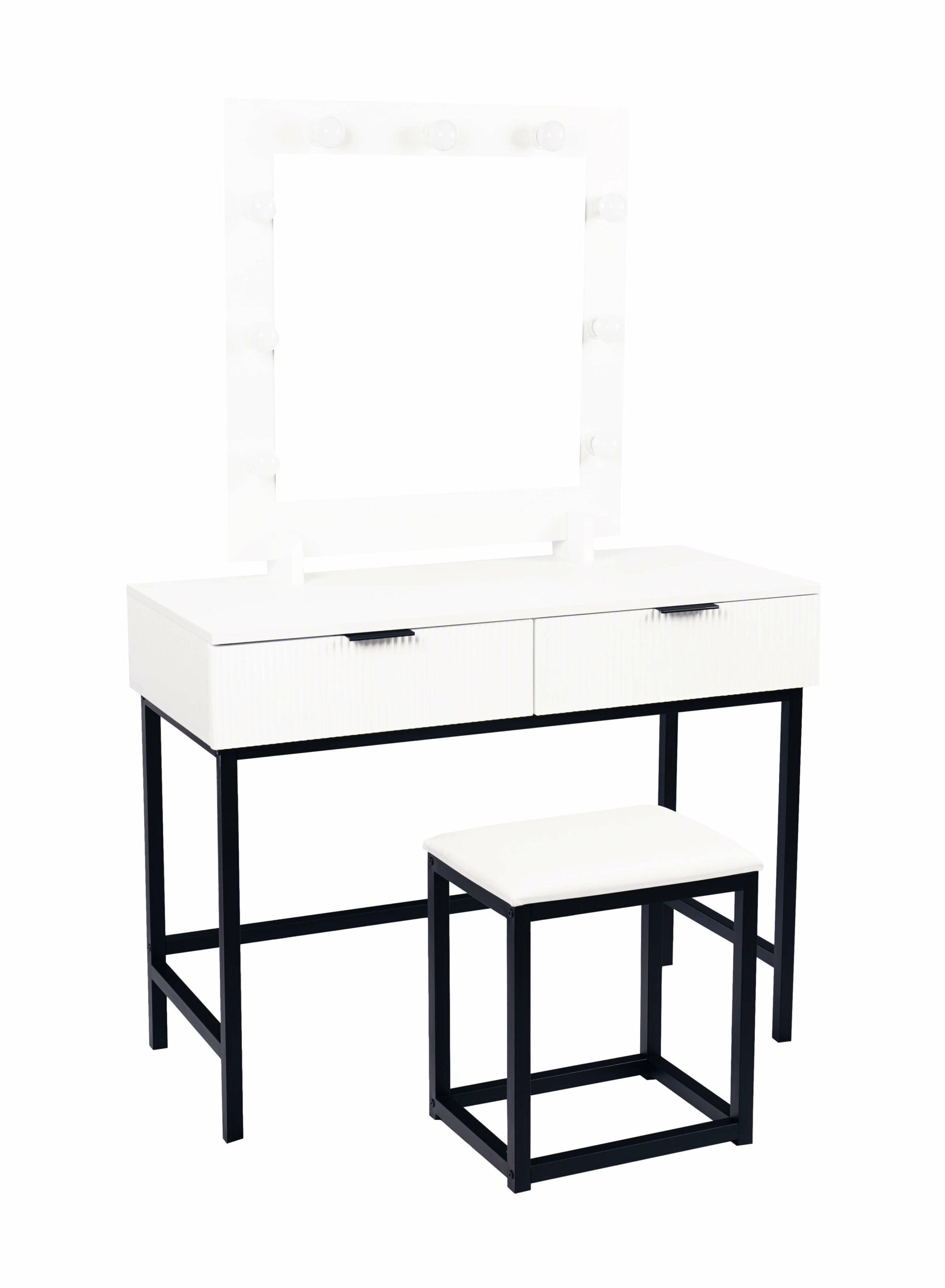 LumiVain White Matte LED Dressing Table Set