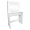 Malmo White Vanity Table with Mirror and 12 Warm LED Lights – Elegant Makeup Desk