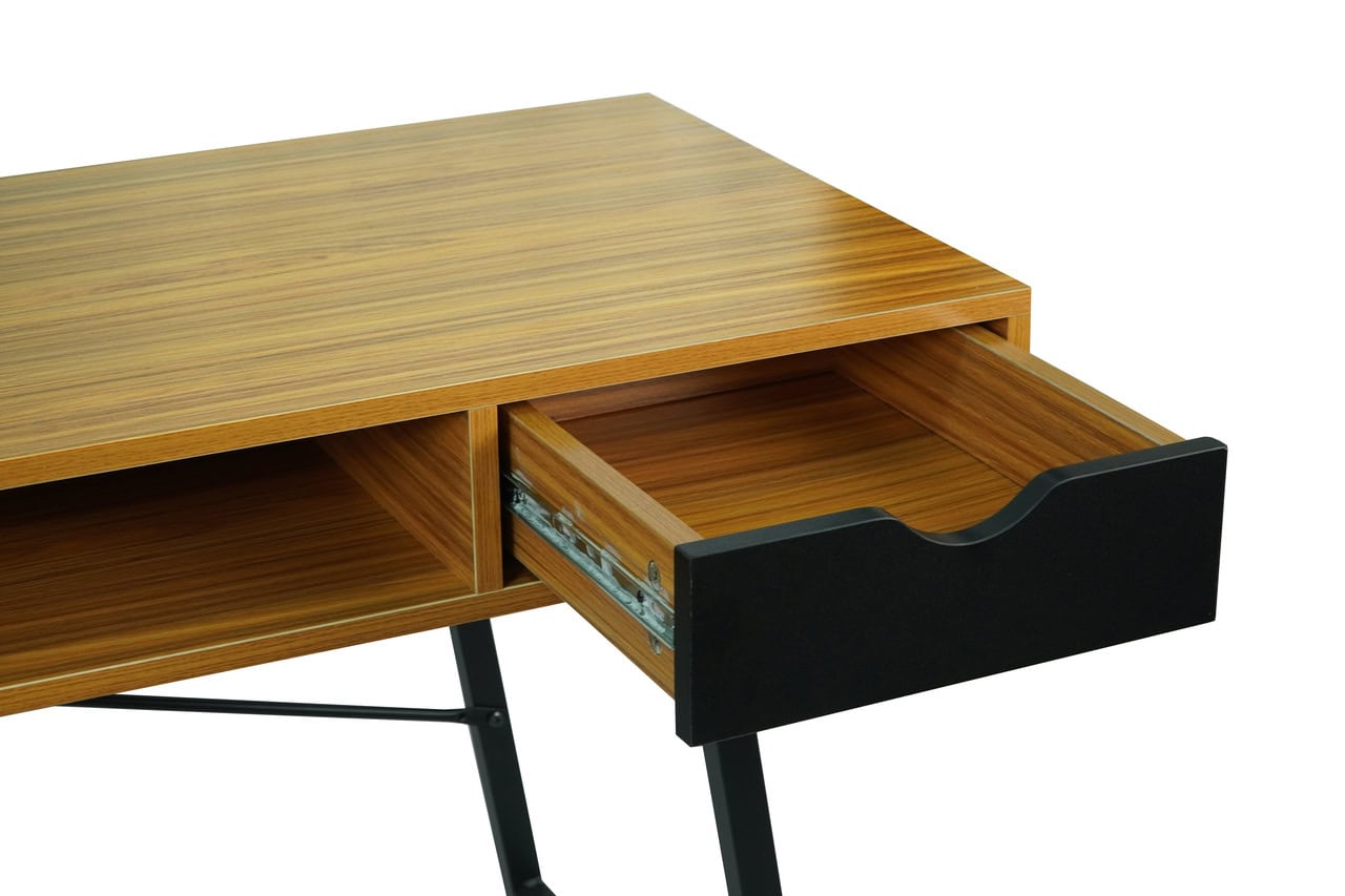 Manila Scandinavian Desk with Drawers and Bamboo Top