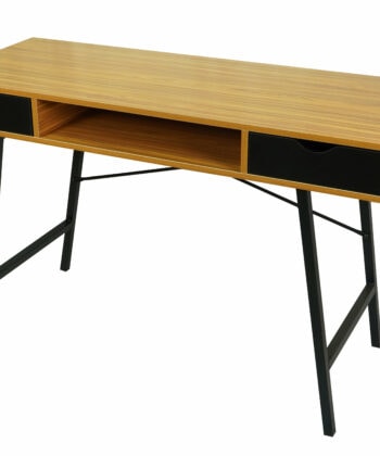 Manila Scandinavian Desk with Drawers and Bamboo Top