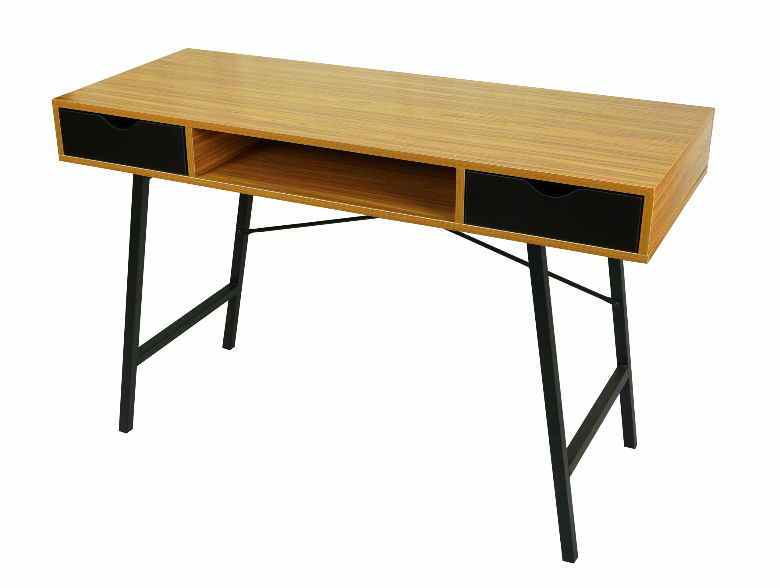 Manila Scandinavian Desk with Drawers and Bamboo Top