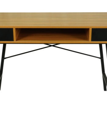 Manila Scandinavian Desk with Drawers and Bamboo Top