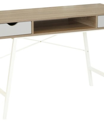 Nordic Oak Desk with Drawers and Shelf – Scandinavian