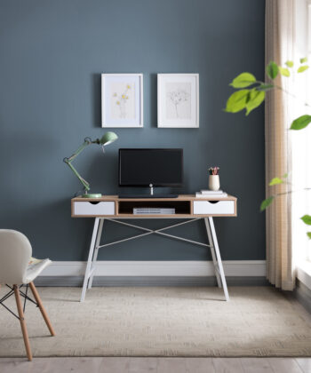 Nordic Oak Desk with Drawers and Shelf – Scandinavian